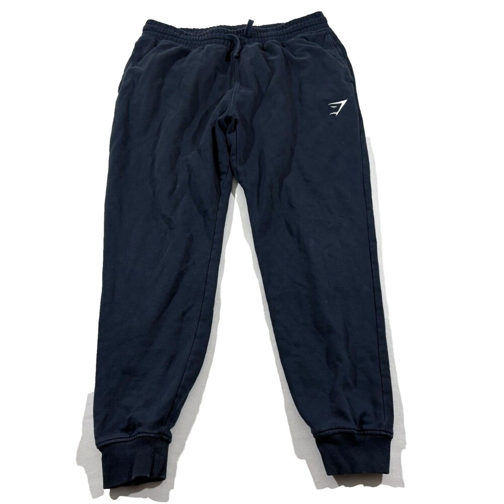 Gymshark Mens Navy Drawstring Stretch Waist Joggers Sweatpants Relaxed Gym Sz L